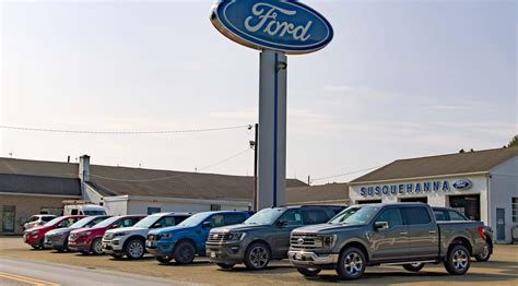 Susquehanna ford - At Susquehanna Ford, we’re happy to answer any questions at 717-947-3552. Inventory. New Vehicles; Used Vehicles; Custom Order; Vehicles Under 10K; Service. Service ... 
